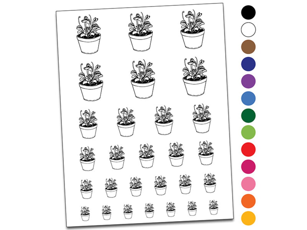 Venus Flytrap Carnivorous Potted Plant Temporary Tattoo Water Resistant Fake Body Art Set Collection